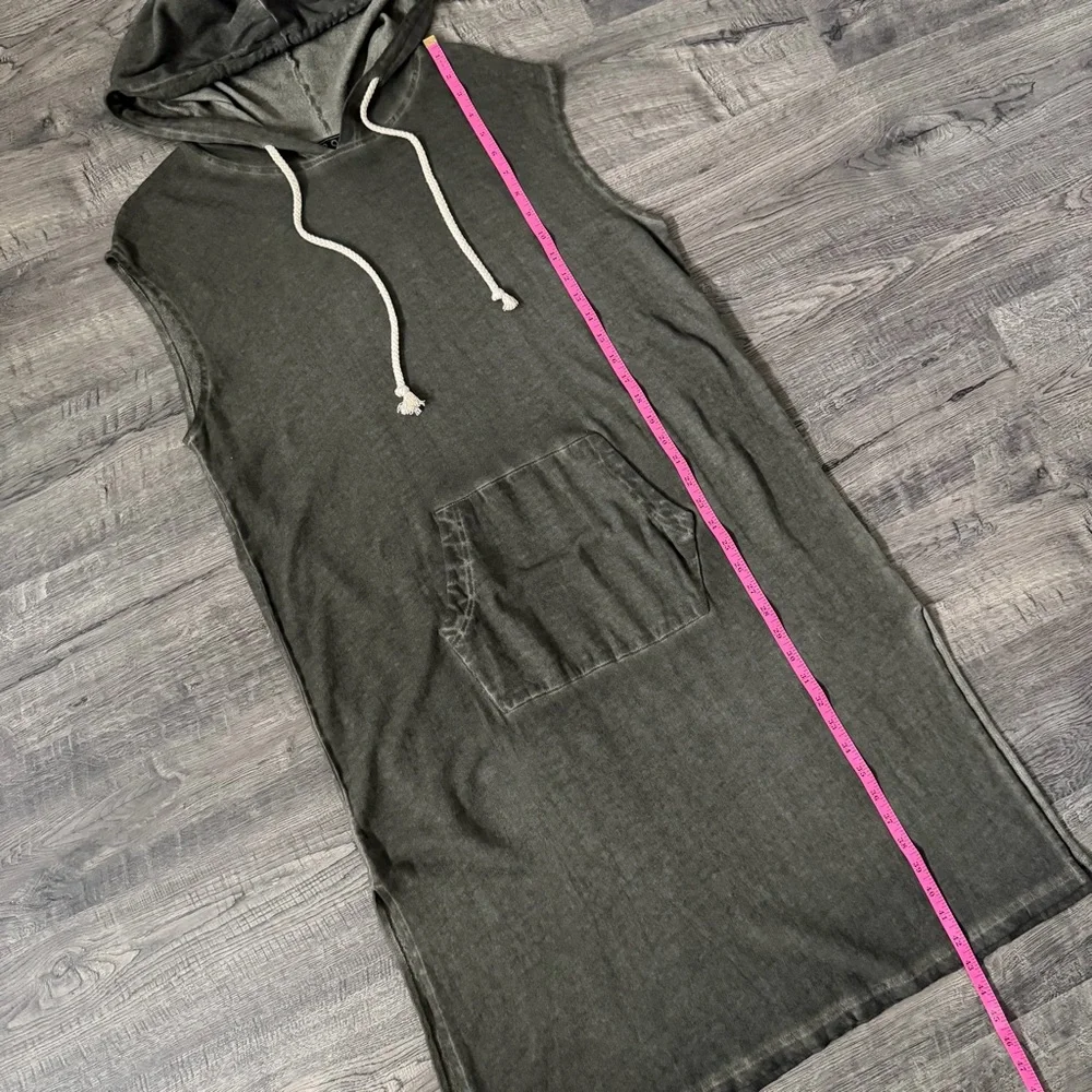 POL Mineral Wash Olive Sleeveless Hoodie T-Shirt Dress SMALL - Picture 12 of 13